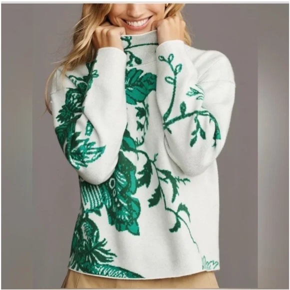 Anthropologie Maeve The Carys Mock-Neck Butterfly Sweater - Picture 3 of 5